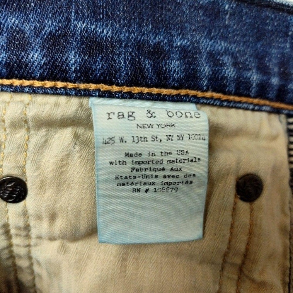 Rag & Bone Jeans Mens 32x34 Blue Slim Tapered Standard Distressed 5-Pocket HOLE - Picture 12 of 16